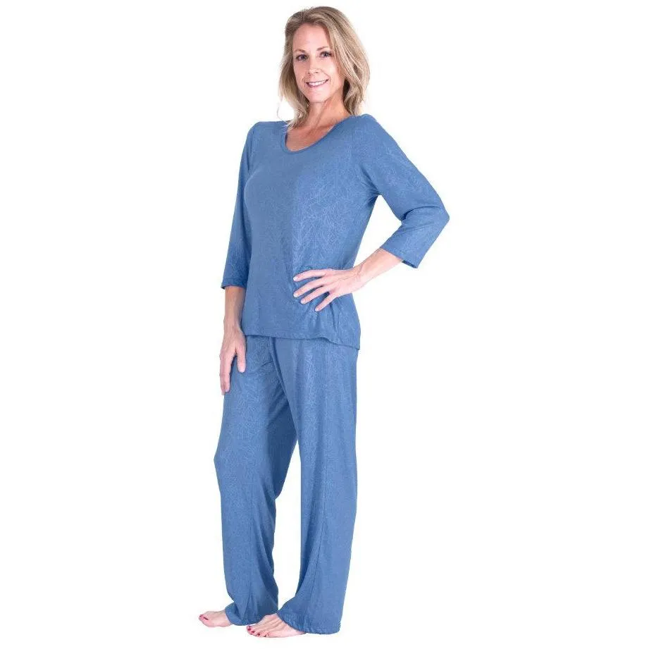 Women's Moisture Wicking Scoop Neck Pajama Set - 3/4 Sleeves