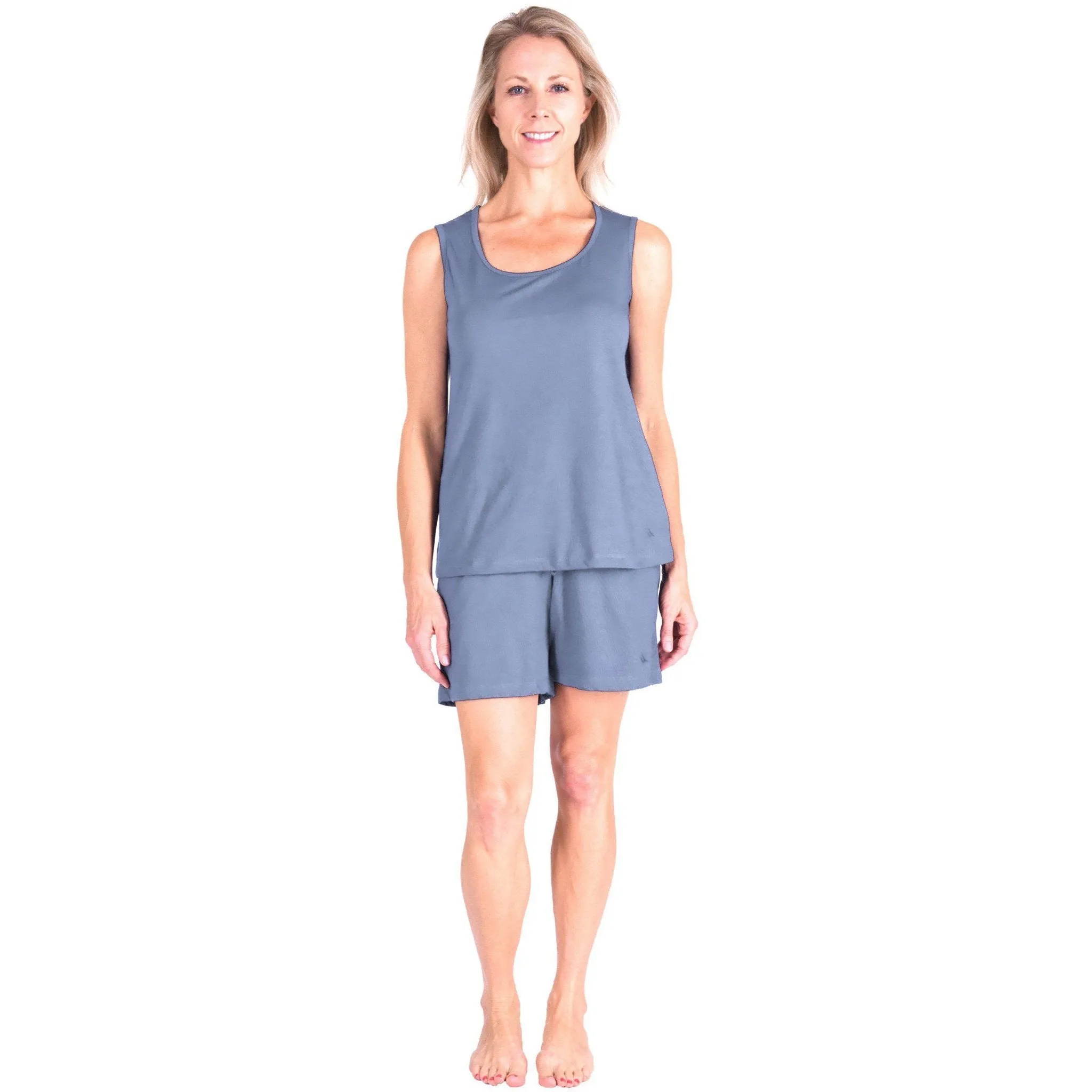 Women's Moisture Wicking Scoop Tank Drawstring Short Pajama Set