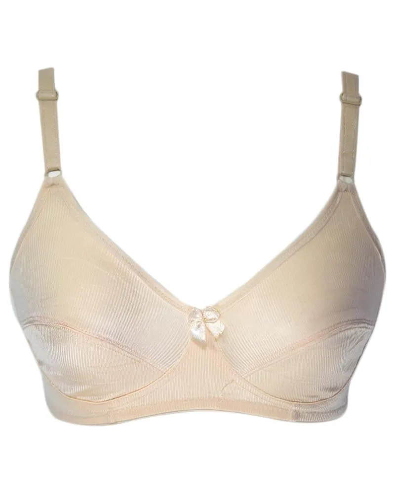 Women's Off White Silk Bra - Non Padded Bra - 708