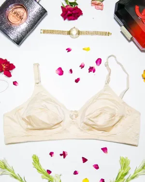 Women's Off White Silk Bra - Non Padded Bra - 708