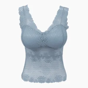 Women's Padded Lace Camisole with Thick Straps - Gray
