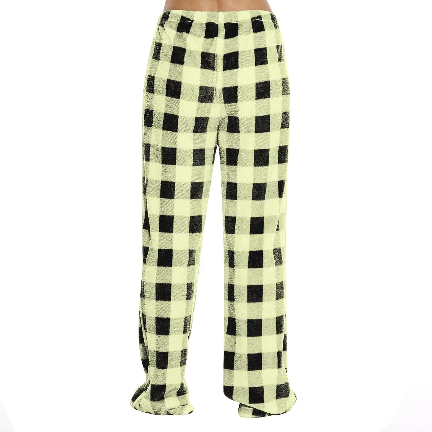 Womens Pajama Pants Flannel Buffalo Plaid Soft Lounge Warm Bottoms Christmas Winter Holiday Sleepwear with Elastic Waist