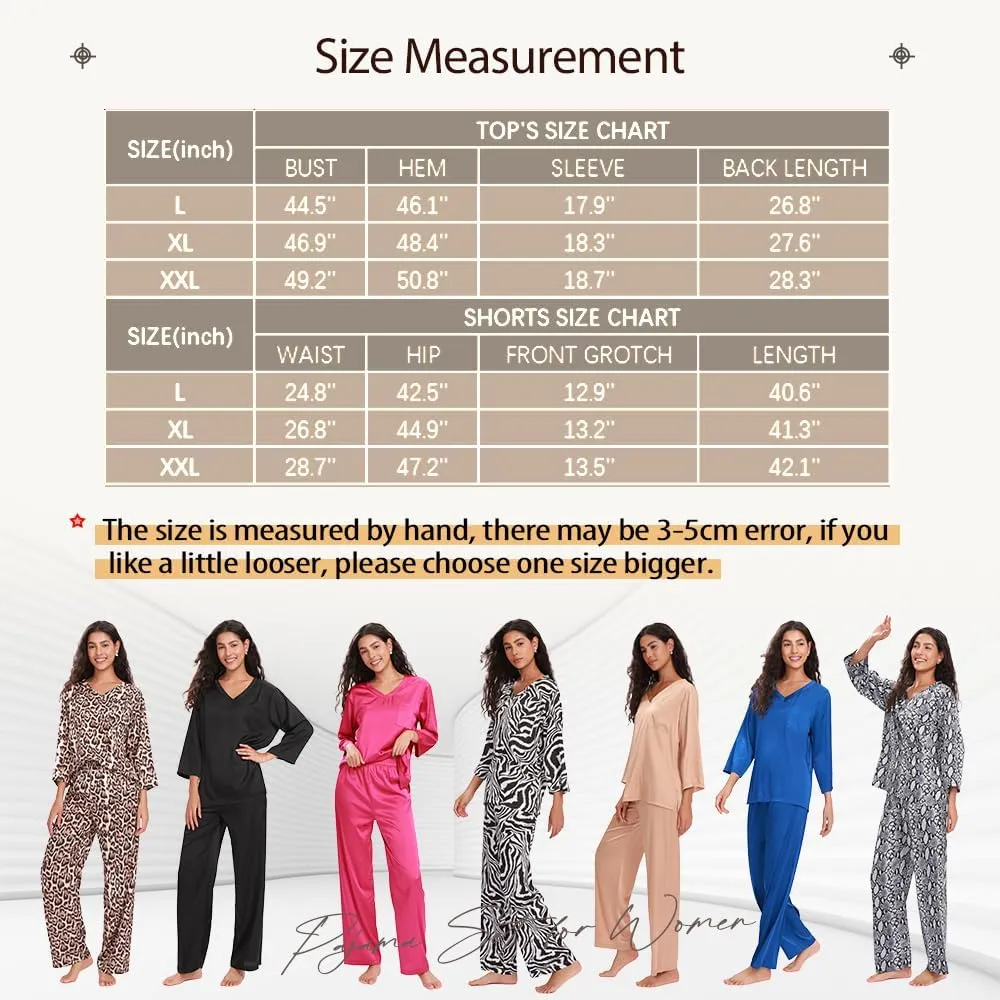 Women's Pajama Satin Pajama Set for Women PJ Loungewear Sets Soft Shirt with Long Pants