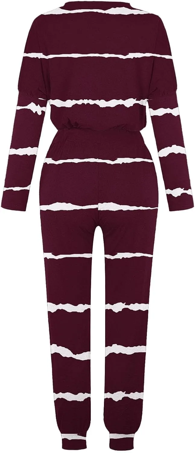 Womens Pajama Sets 2 Piece Women's Two Outfit Long Sleeve Crewneck Pullover Tops and Long Pants Tracksuit Sweatsuits