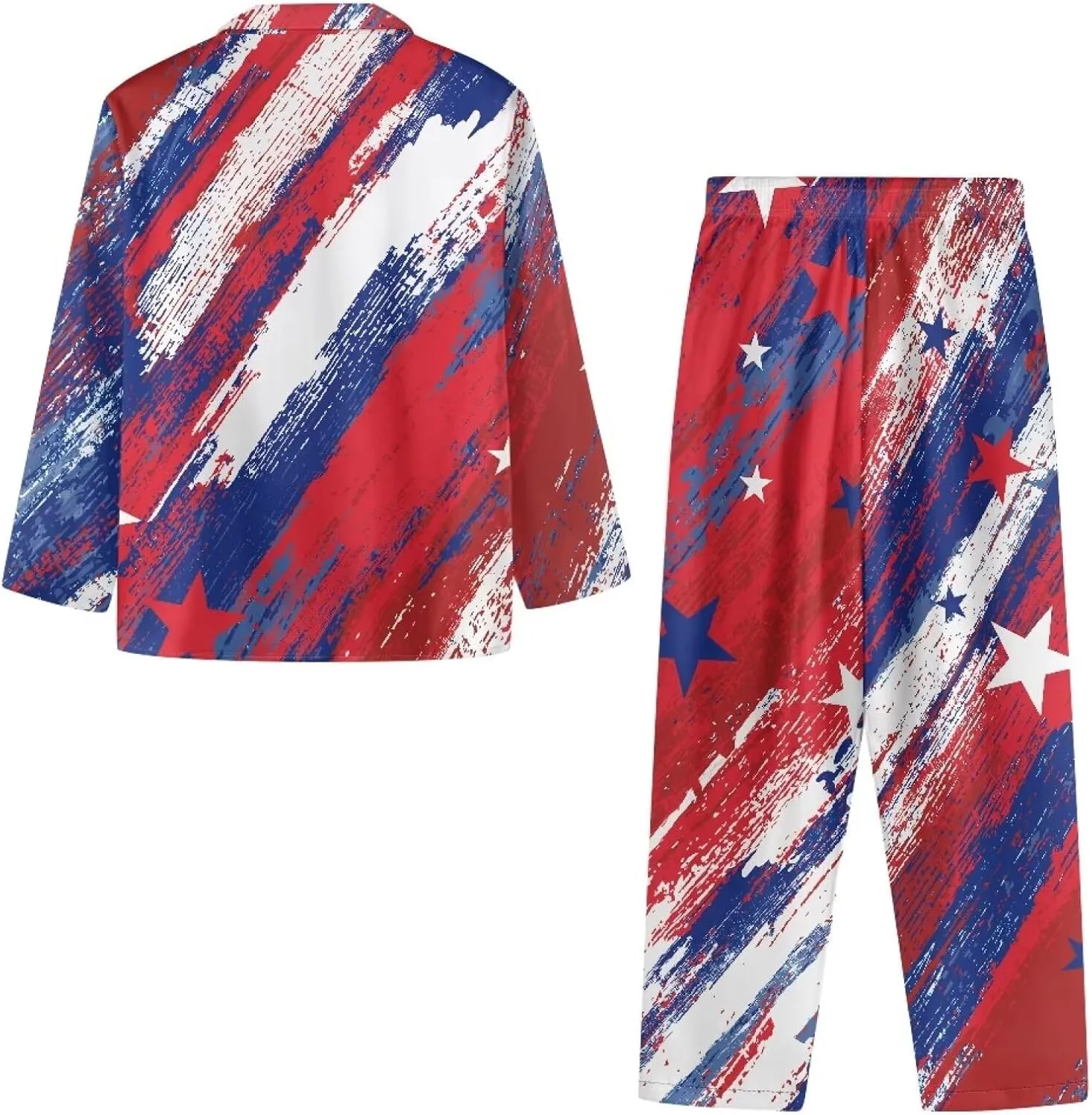 Women's Pajamas 2 Piece Pajama Sets Button Down Sleepwear Notch Collar Summer Pjs Lounge Sets American Flag Outfits