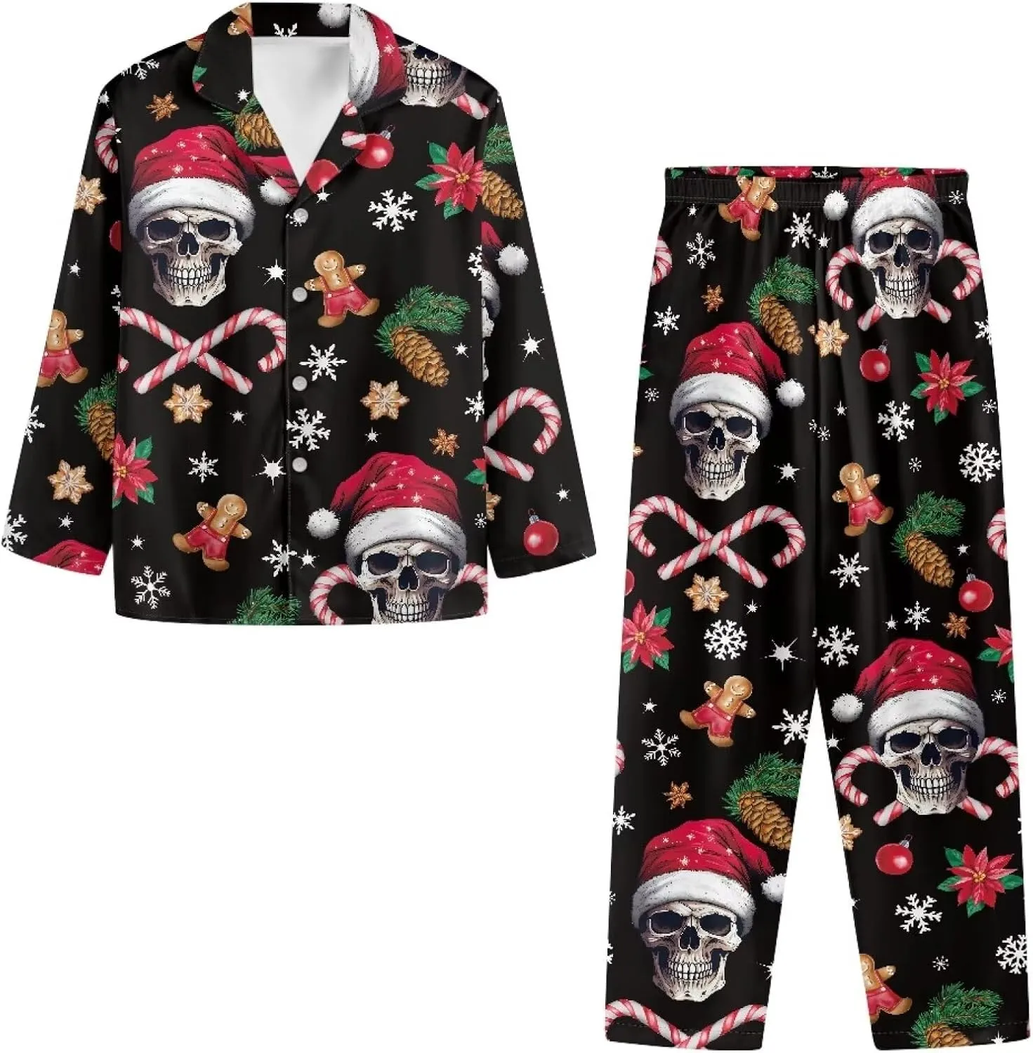 Women's Pajamas 2 Piece Pajama Sets Long Sleeve Sleepwear Notch Collar Summer Pjs Lounge Sets Christmas Outfits