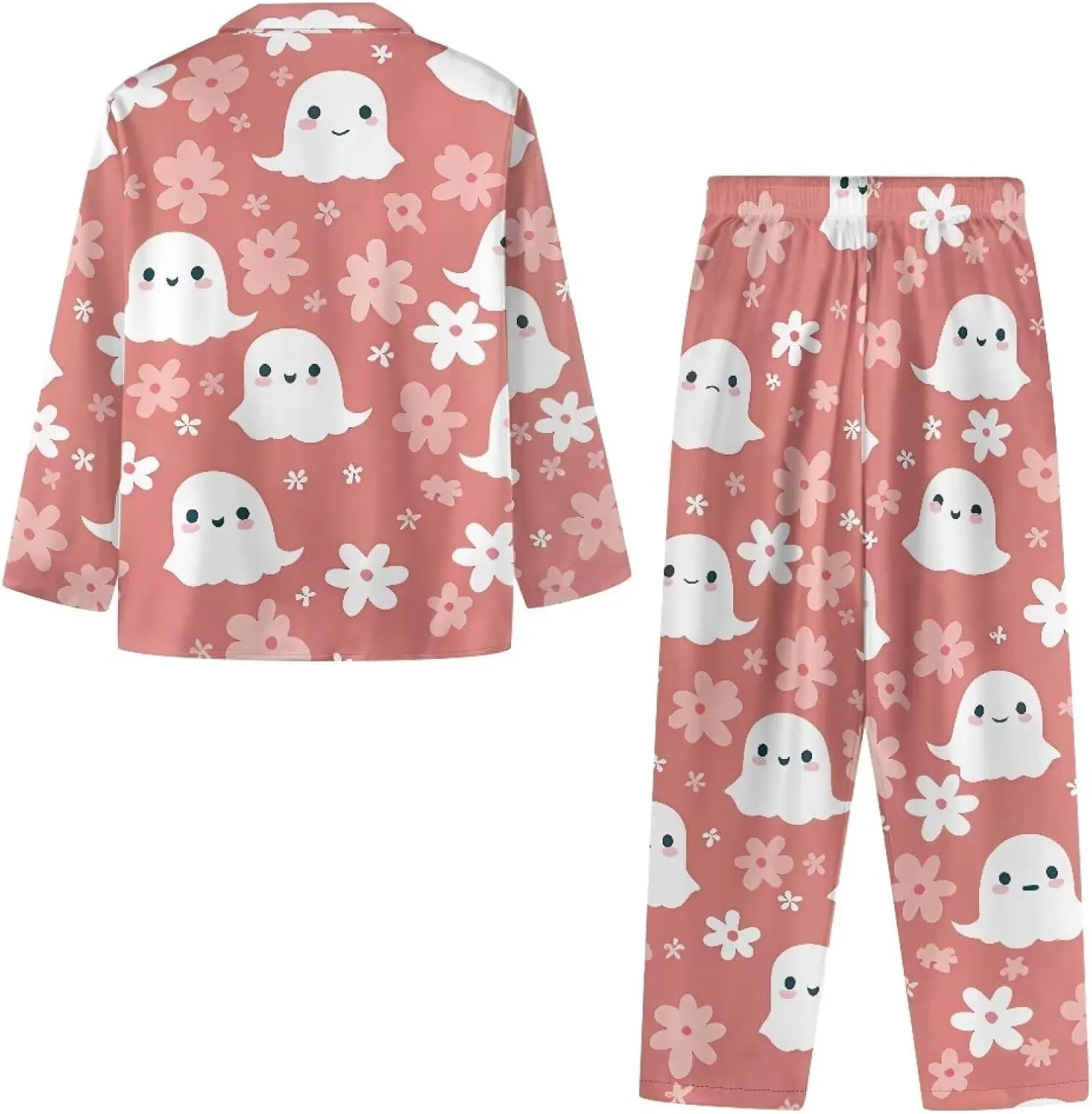Women's Pajamas 2 Piece Pajama Sets Long Sleeve Sleepwear Notch Collar Summer Pjs Lounge Sets Halloween Outfits