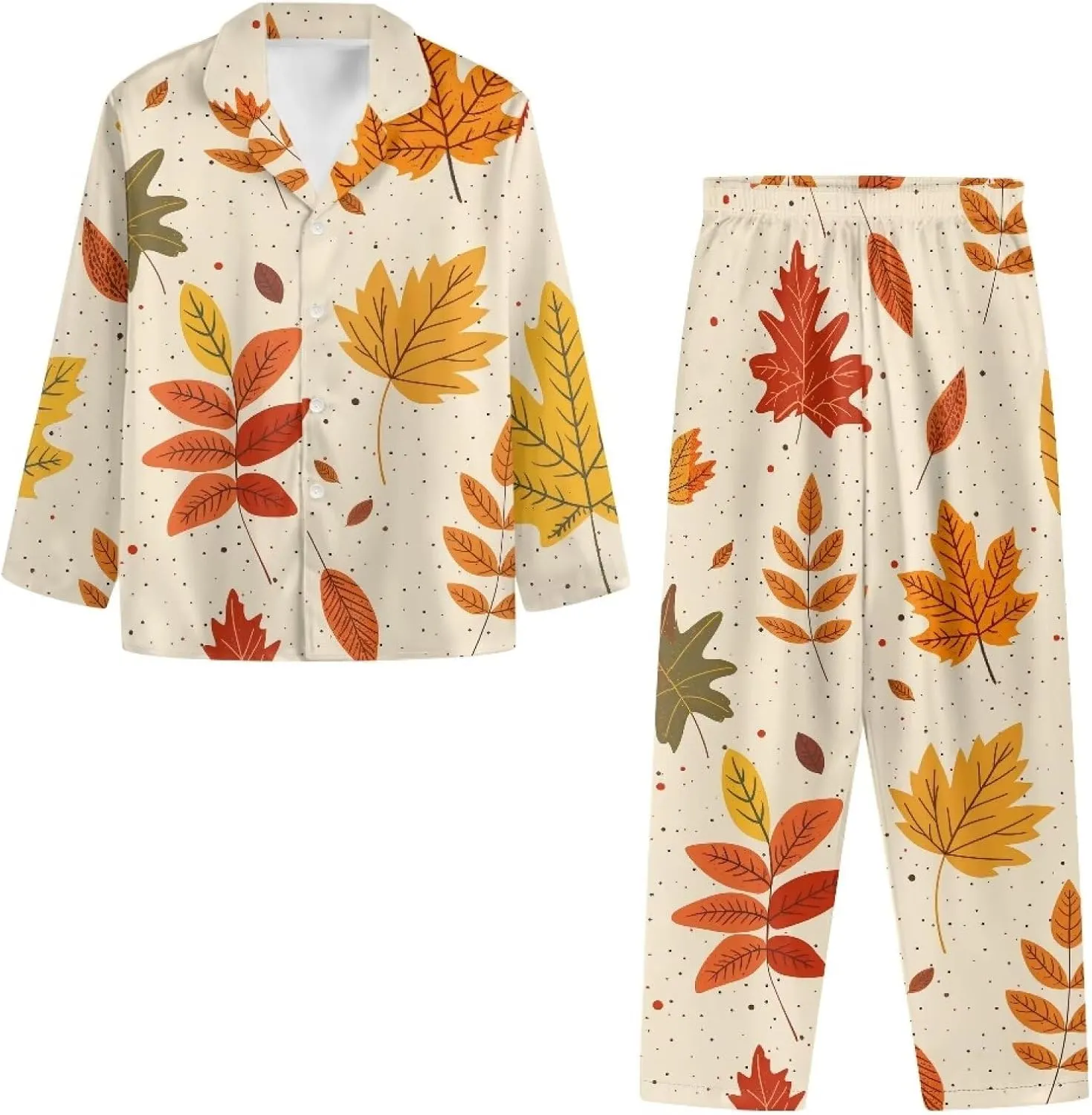 Women's Pajamas 2 Piece Pajama Sets Long Sleeve Sleepwear Notch Collar Summer Pjs Lounge Sets Thanksgiving Outfits