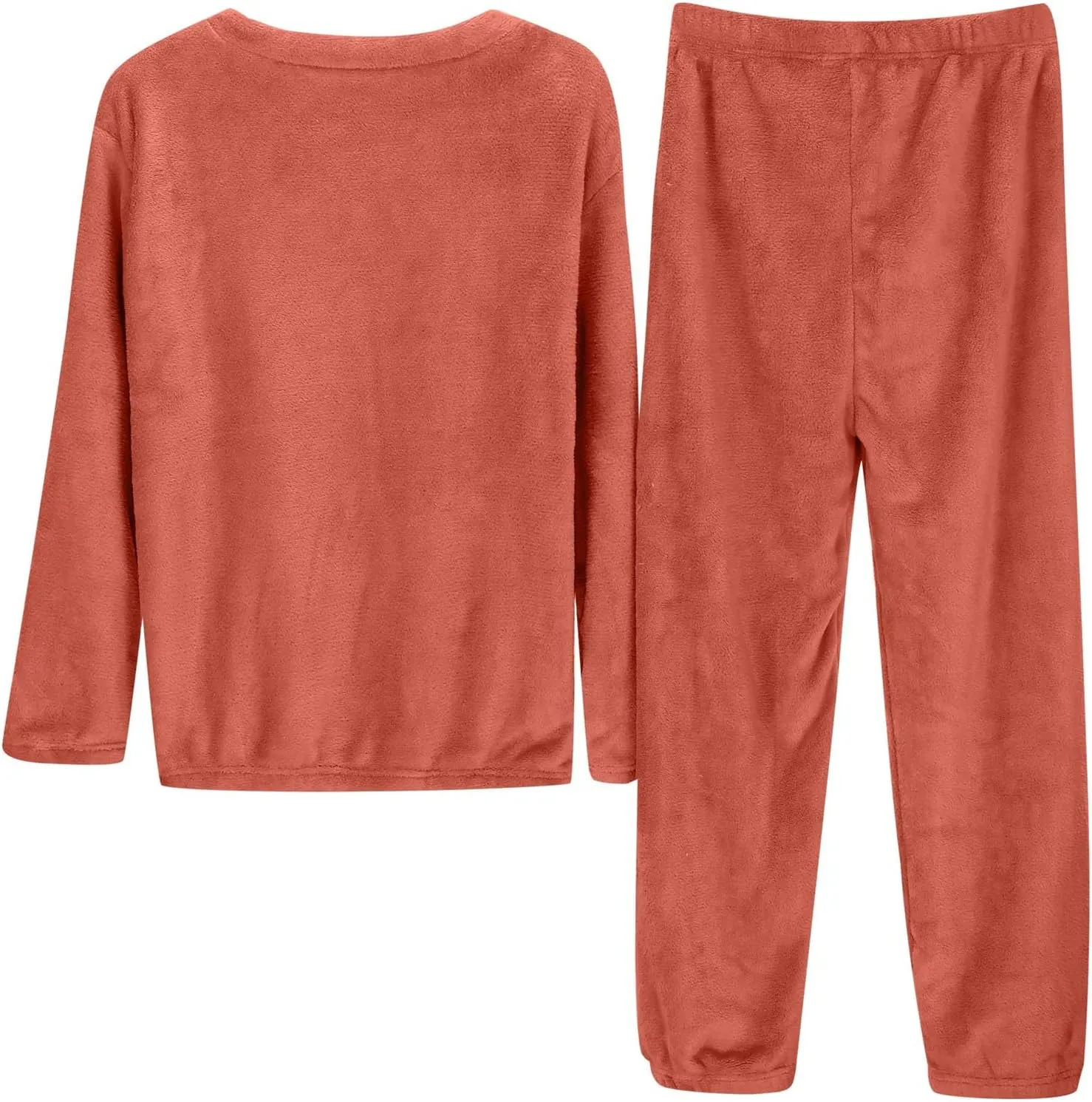 Women's Pajamas Flannel Loungewear Set Long Sleeve Pullover Fleece Pajama 2 Piece Pjs Tops and Bottoms Lounge Sets
