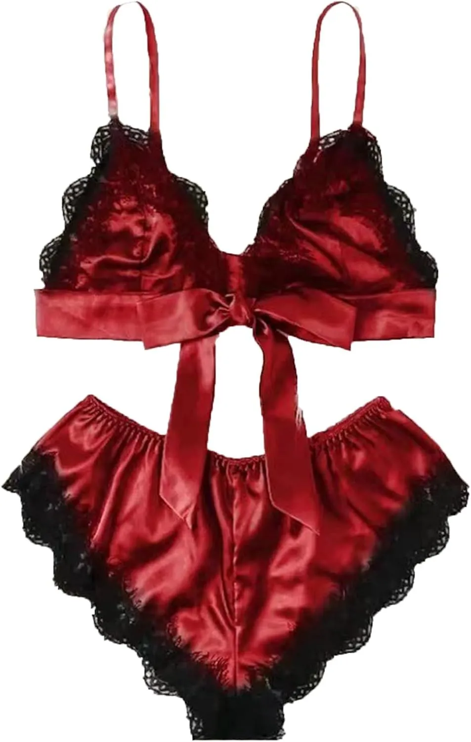 Women's Pajamas Lingerie Set V Neck Spaghetti Strap Lace Bralette and Shorts Sexy Sleepwear 2 Piece Pjs Lounge Sets