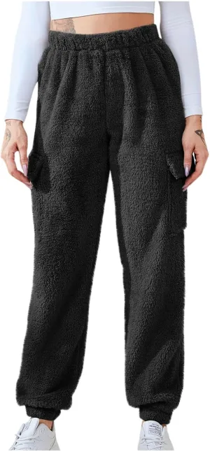Women's Pajamas Pants Plush Fleece Comfy Lounge Pants Pj Bottoms Flannel Wide Leg Baggy Sweatpants Fuzzy Joggers Pant