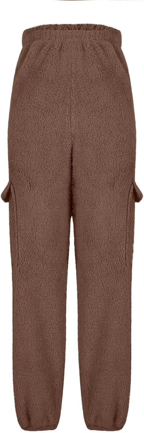 Women's Pajamas Pants Plush Fleece Comfy Lounge Pants Pj Bottoms Flannel Wide Leg Baggy Sweatpants Fuzzy Joggers Pant
