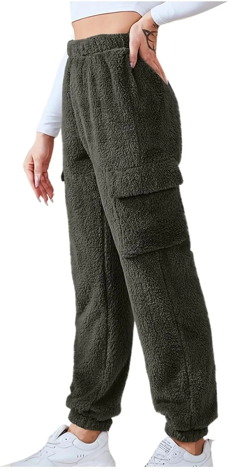 Women's Pajamas Pants Plush Fleece Comfy Lounge Pants Pj Bottoms Flannel Wide Leg Baggy Sweatpants Fuzzy Joggers Pant