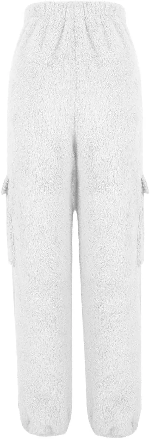 Women's Pajamas Pants Plush Fleece Comfy Lounge Pants Pj Bottoms Flannel Wide Leg Baggy Sweatpants Fuzzy Joggers Pant