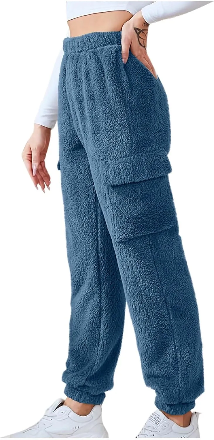 Women's Pajamas Pants Plush Fleece Comfy Lounge Pants Pj Bottoms Flannel Wide Leg Baggy Sweatpants Fuzzy Joggers Pant