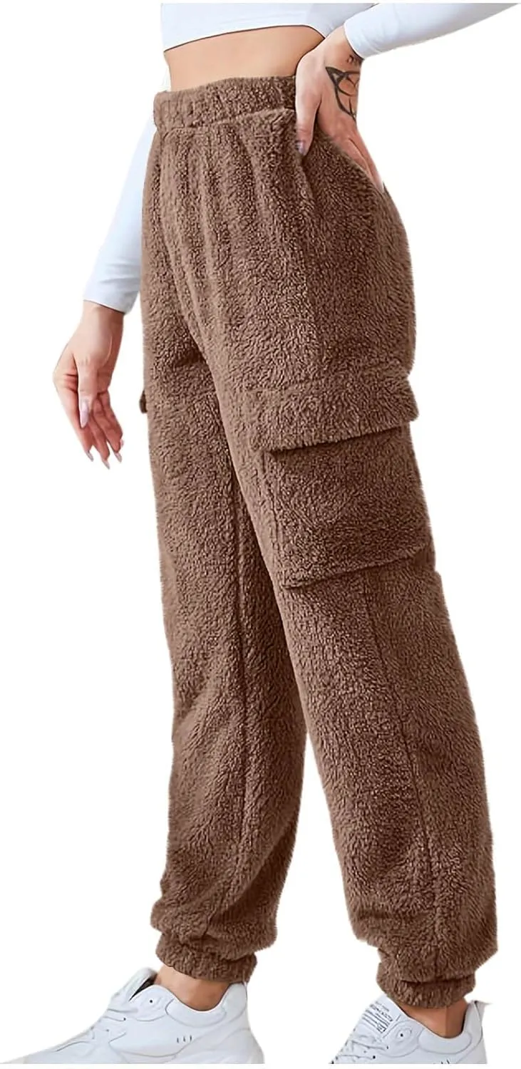 Women's Pajamas Pants Plush Fleece Comfy Lounge Pants Pj Bottoms Flannel Wide Leg Baggy Sweatpants Fuzzy Joggers Pant