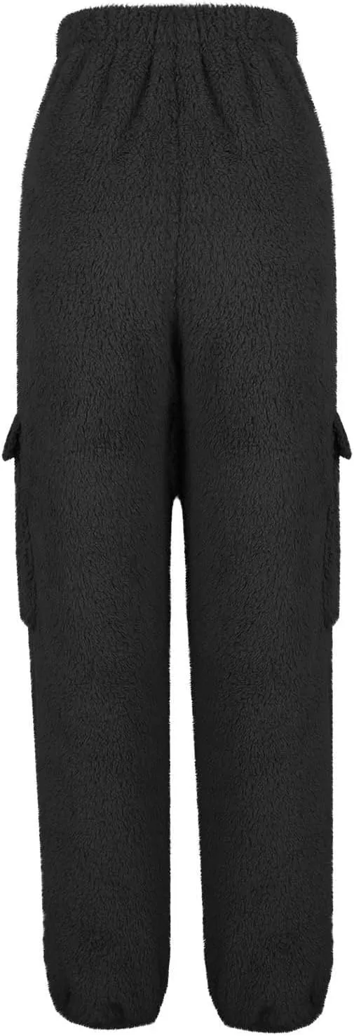 Women's Pajamas Pants Plush Fleece Comfy Lounge Pants Pj Bottoms Flannel Wide Leg Baggy Sweatpants Fuzzy Joggers Pant