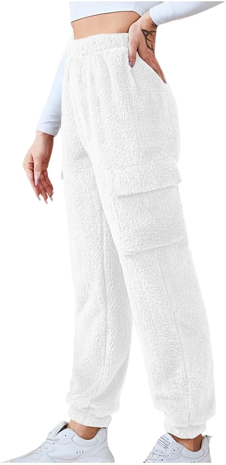 Women's Pajamas Pants Plush Fleece Comfy Lounge Pants Pj Bottoms Flannel Wide Leg Baggy Sweatpants Fuzzy Joggers Pant