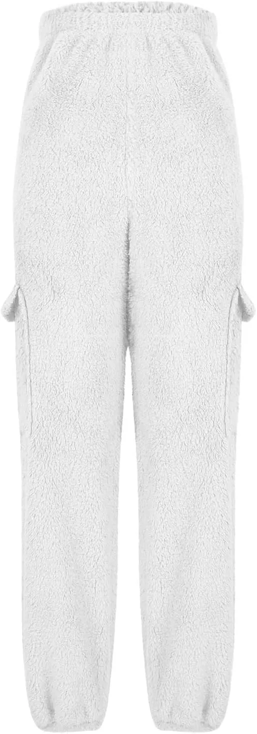 Women's Pajamas Pants Plush Fleece Comfy Lounge Pants Pj Bottoms Flannel Wide Leg Baggy Sweatpants Fuzzy Joggers Pant