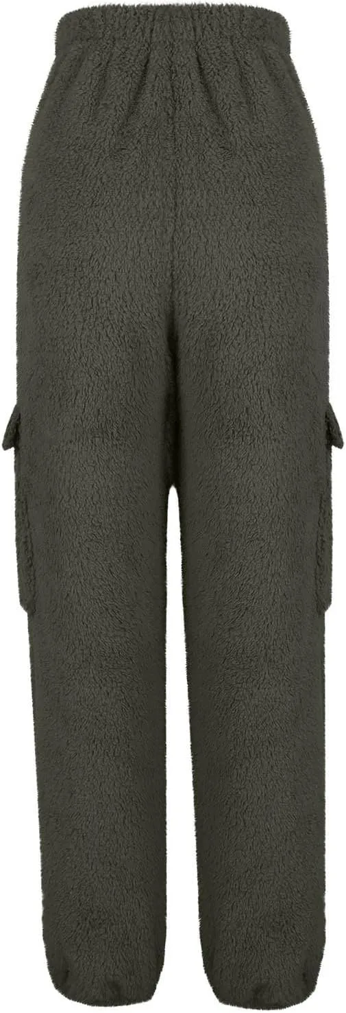 Women's Pajamas Pants Plush Fleece Comfy Lounge Pants Pj Bottoms Flannel Wide Leg Baggy Sweatpants Fuzzy Joggers Pant