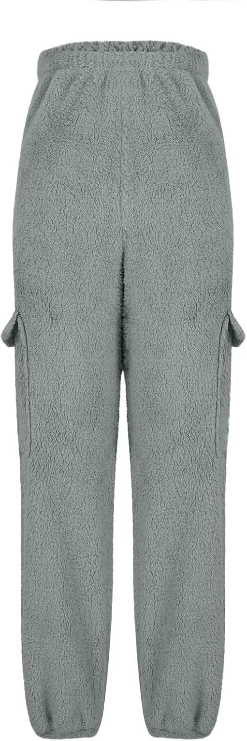 Women's Pajamas Pants Plush Fleece Comfy Lounge Pants Pj Bottoms Flannel Wide Leg Baggy Sweatpants Fuzzy Joggers Pant