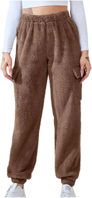 Women's Pajamas Pants Plush Fleece Comfy Lounge Pants Pj Bottoms Flannel Wide Leg Baggy Sweatpants Fuzzy Joggers Pant