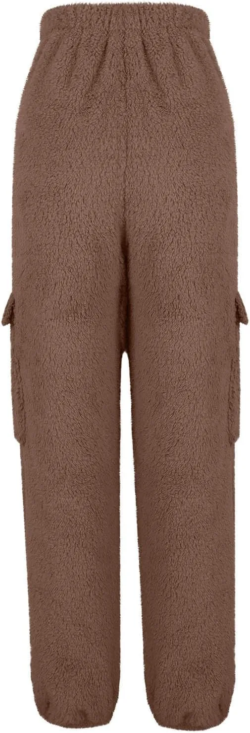 Women's Pajamas Pants Plush Fleece Comfy Lounge Pants Pj Bottoms Flannel Wide Leg Baggy Sweatpants Fuzzy Joggers Pant