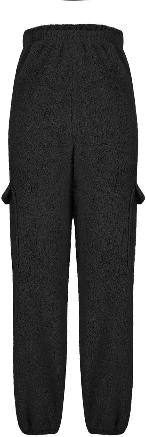 Women's Pajamas Pants Plush Fleece Comfy Lounge Pants Pj Bottoms Flannel Wide Leg Baggy Sweatpants Fuzzy Joggers Pant