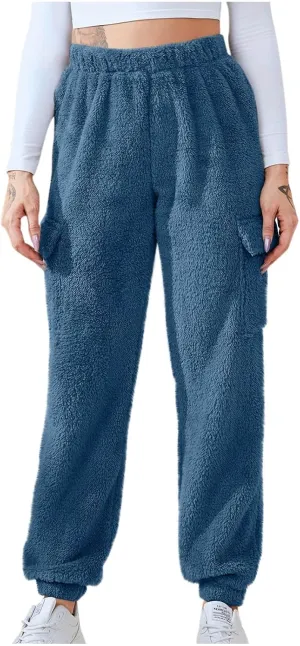 Women's Pajamas Pants Plush Fleece Comfy Lounge Pants Pj Bottoms Flannel Wide Leg Baggy Sweatpants Fuzzy Joggers Pant