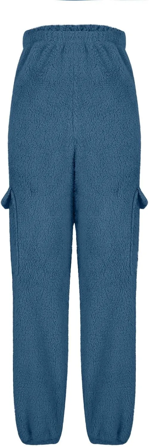 Women's Pajamas Pants Plush Fleece Comfy Lounge Pants Pj Bottoms Flannel Wide Leg Baggy Sweatpants Fuzzy Joggers Pant
