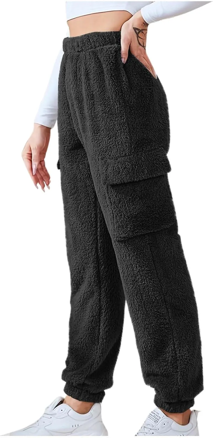 Women's Pajamas Pants Plush Fleece Comfy Lounge Pants Pj Bottoms Flannel Wide Leg Baggy Sweatpants Fuzzy Joggers Pant