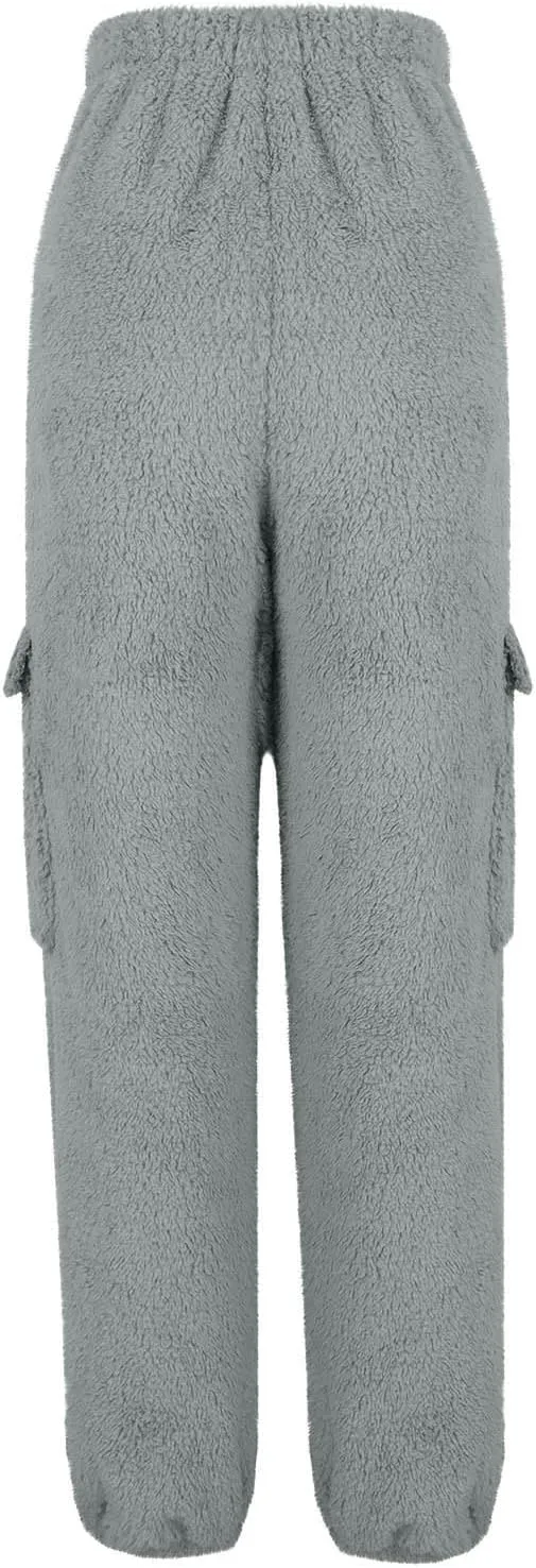 Women's Pajamas Pants Plush Fleece Comfy Lounge Pants Pj Bottoms Flannel Wide Leg Baggy Sweatpants Fuzzy Joggers Pant