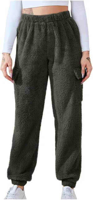 Women's Pajamas Pants Plush Fleece Comfy Lounge Pants Pj Bottoms Flannel Wide Leg Baggy Sweatpants Fuzzy Joggers Pant