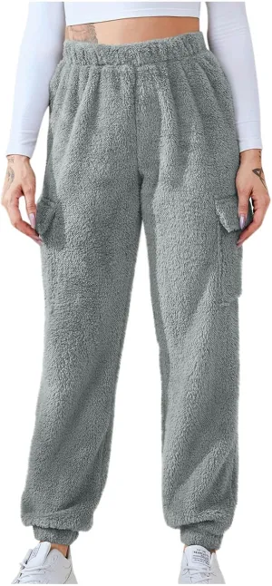 Women's Pajamas Pants Plush Fleece Comfy Lounge Pants Pj Bottoms Flannel Wide Leg Baggy Sweatpants Fuzzy Joggers Pant