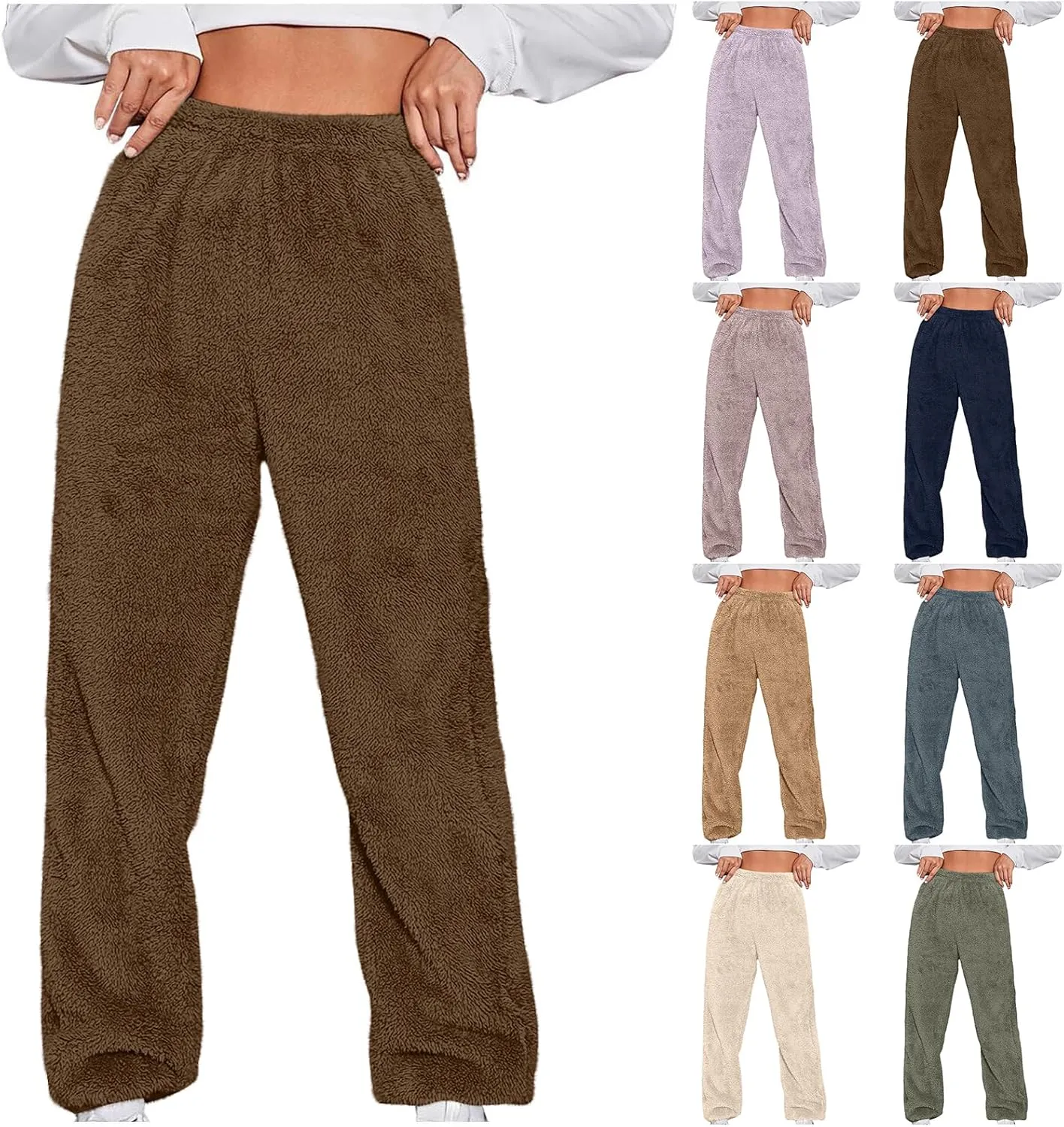 Women's Pajamas Pants Soft Fluffy Fleece Warm Trousers Plush Pajama Pants Comfy Fuzzy Lounge Sleepwear for Men Women
