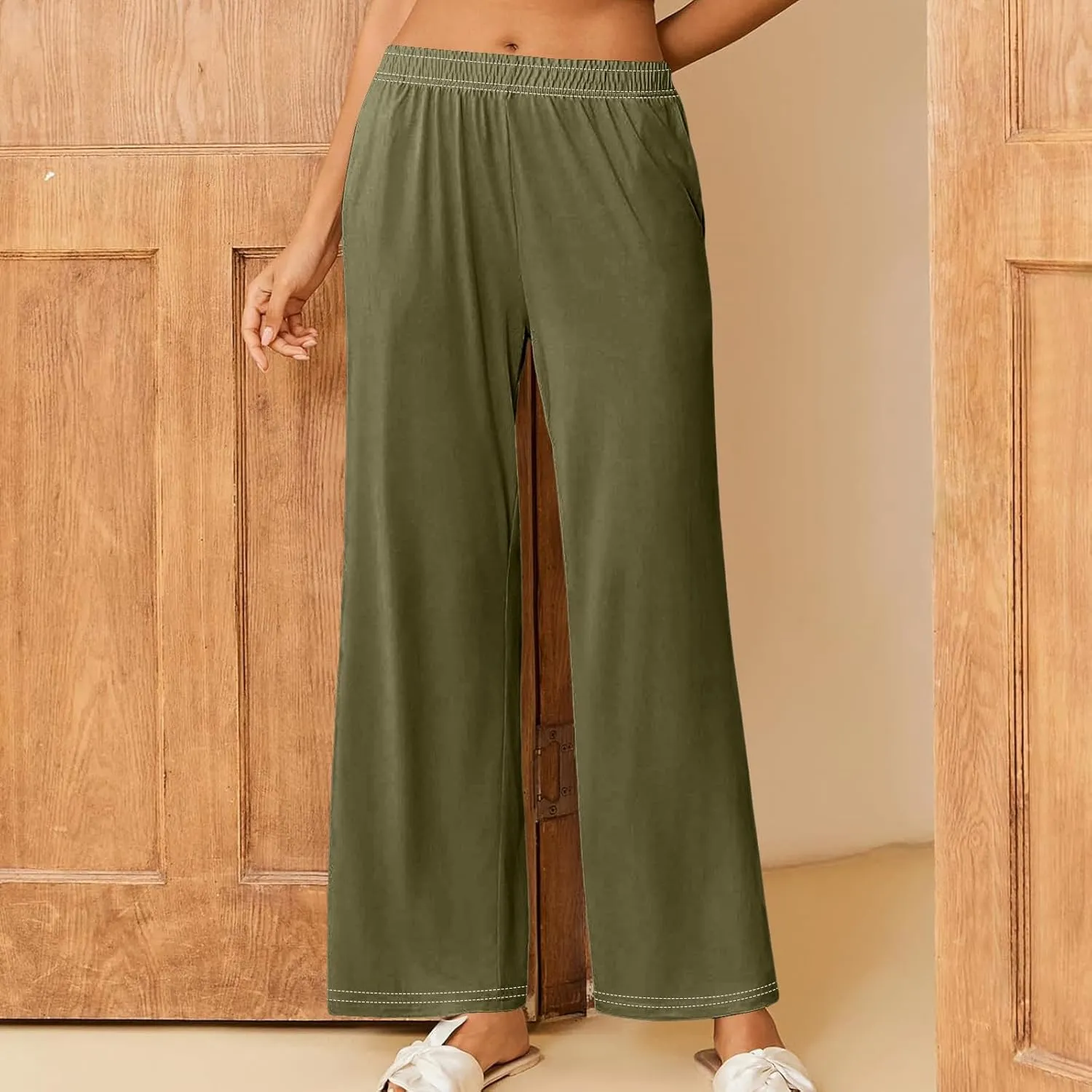 Women's Pajamas Pants Straight Wide Leg Casual Slacks Lounge at Home Daily Routine Cozy Leisure Sleeping Pants