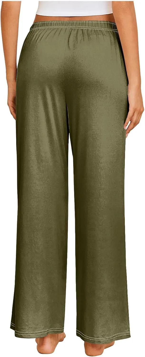 Women's Pajamas Pants Straight Wide Leg Casual Slacks Lounge at Home Daily Routine Cozy Leisure Sleeping Pants