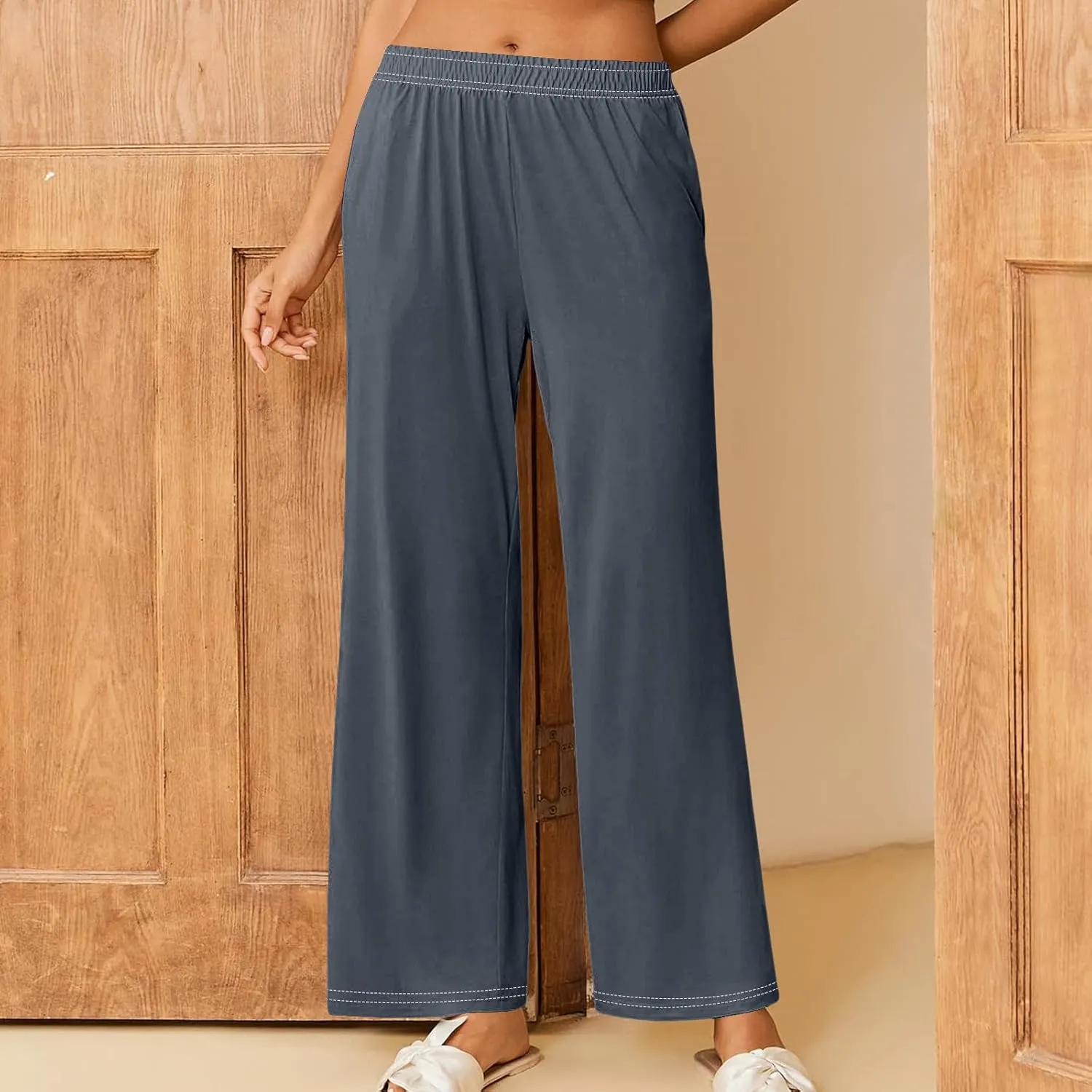 Women's Pajamas Pants Straight Wide Leg Casual Slacks Lounge at Home Daily Routine Cozy Leisure Sleeping Pants