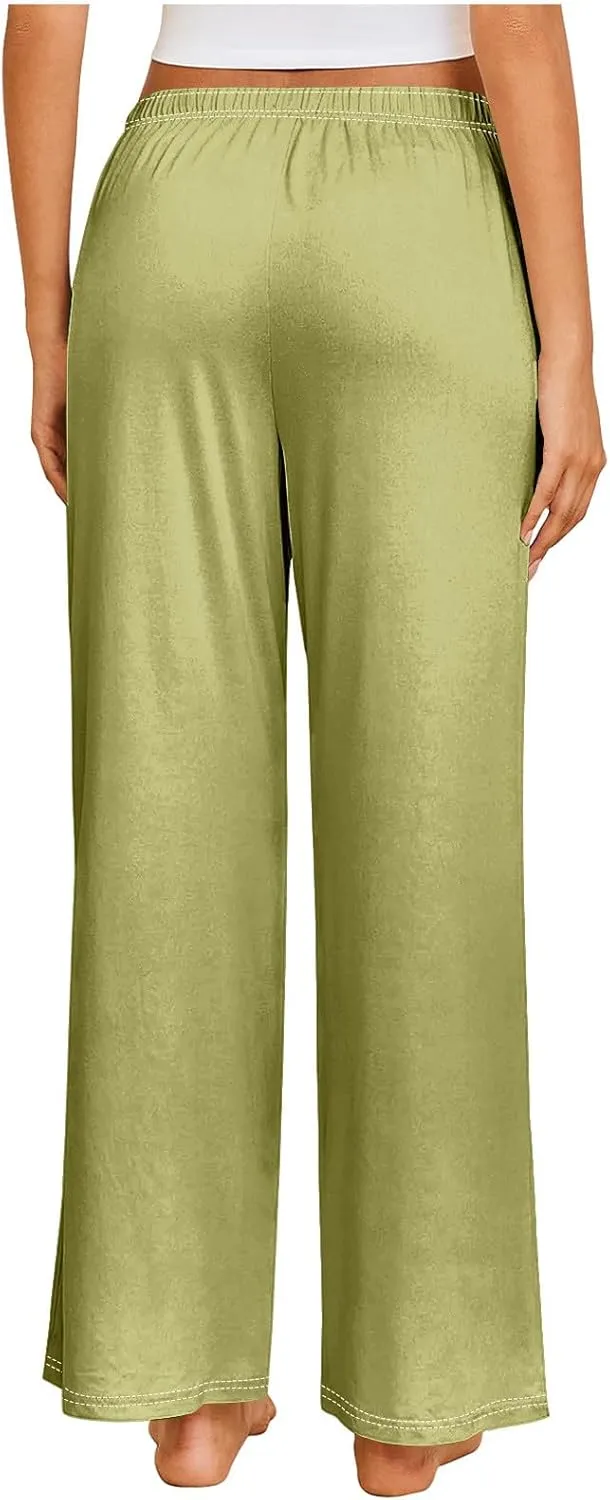 Women's Pajamas Pants Straight Wide Leg Casual Slacks Lounge at Home Daily Routine Cozy Leisure Sleeping Pants