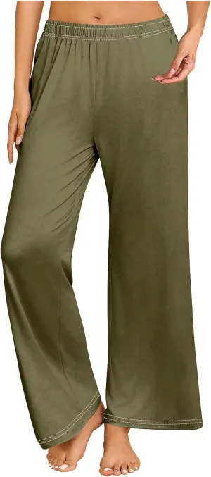 Women's Pajamas Pants Straight Wide Leg Casual Slacks Lounge at Home Daily Routine Cozy Leisure Sleeping Pants