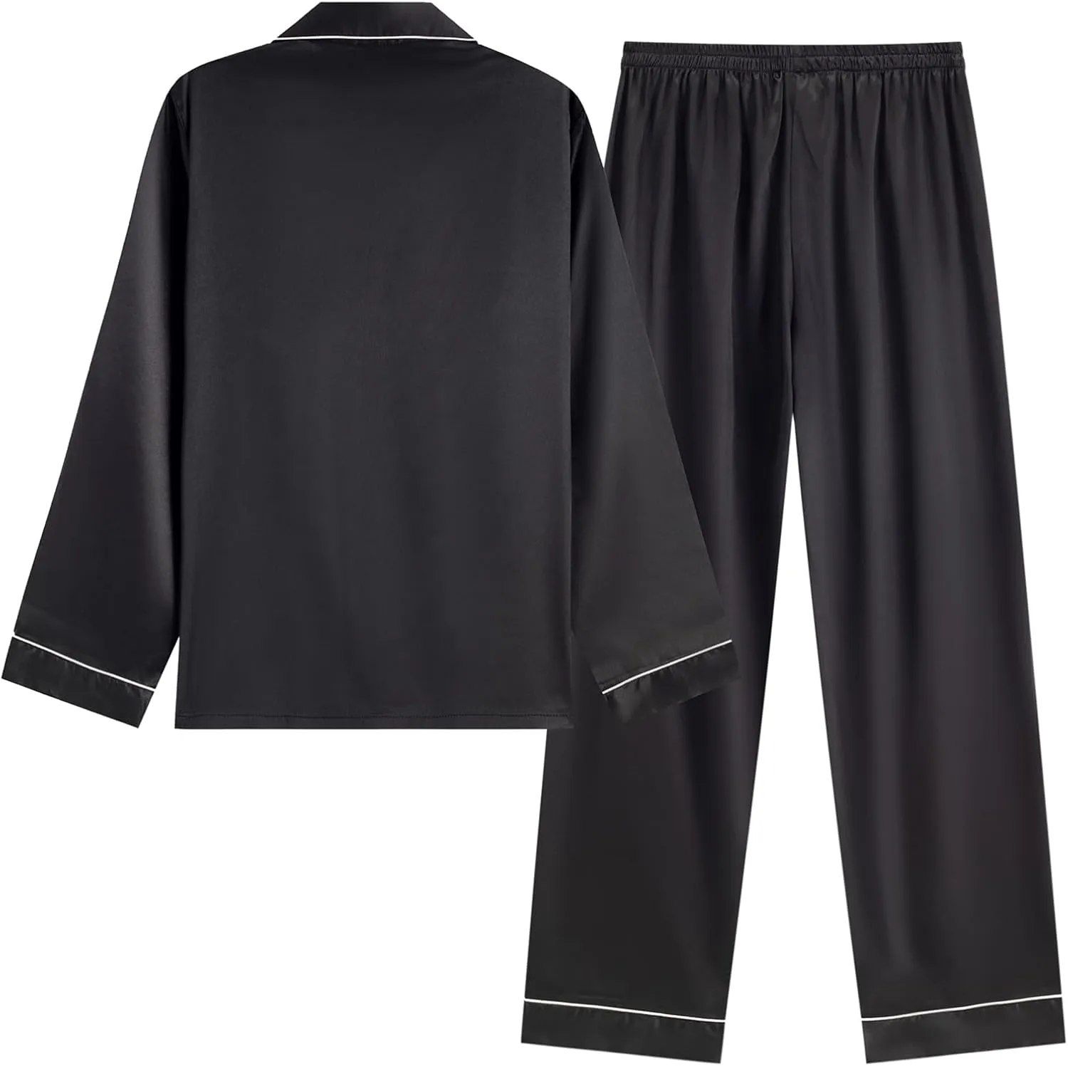 Women's Pajamas Set Satin Long Sleeve Button Down 2 Piece Silk Loungewear Sleepwear Pjs Set