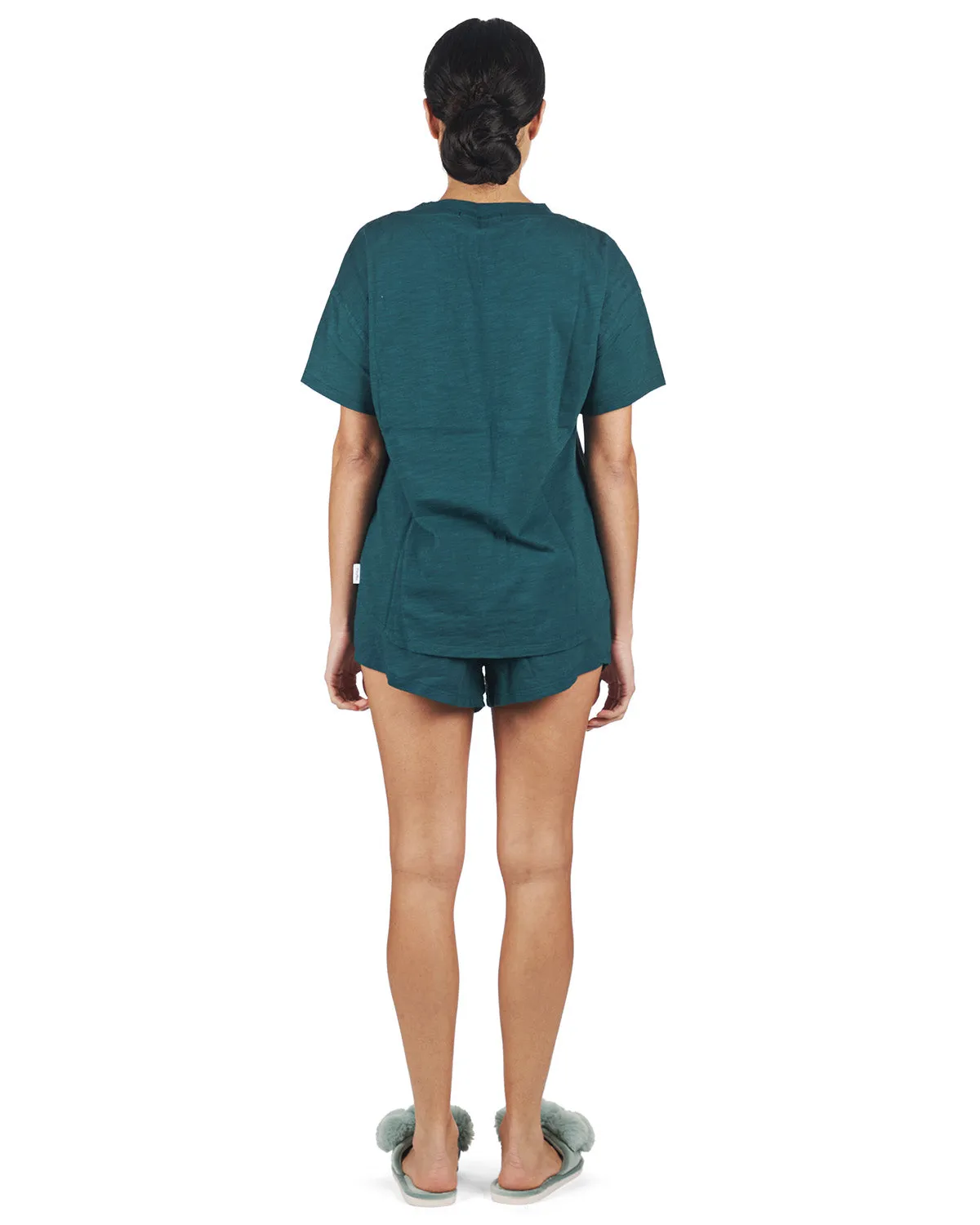 Women's Relaxed Fit 100% Cotton Slub Knit Short Set