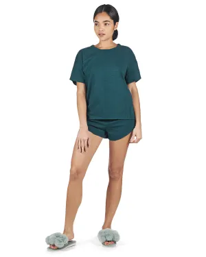 Women's Relaxed Fit 100% Cotton Slub Knit Short Set