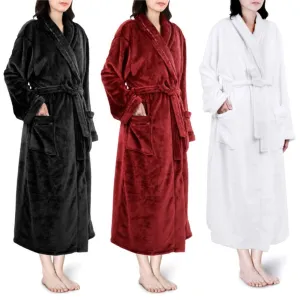 Women's Robe Super Soft Plush Loungewear With Belt and Front Pockets Sleepwear