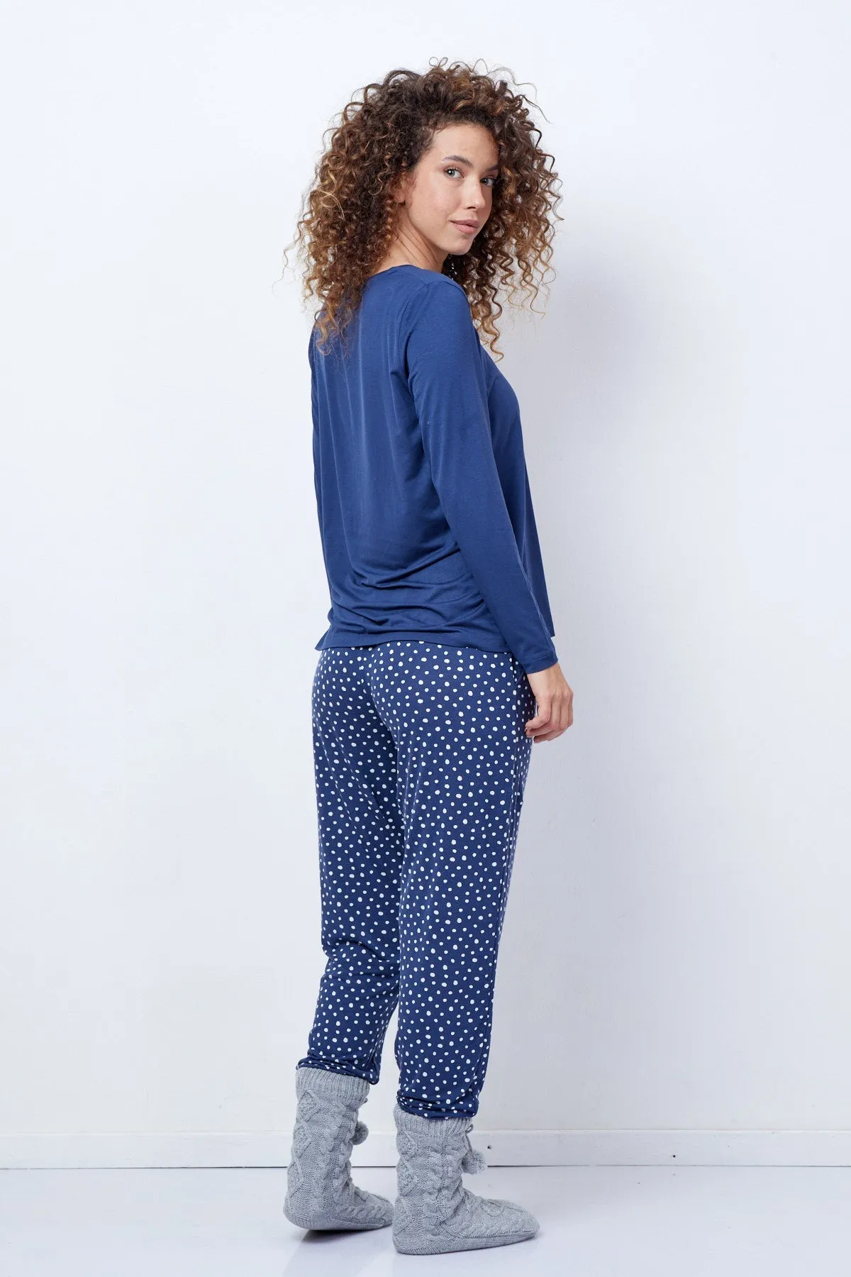 Women's Round Collar Pajamas Set
