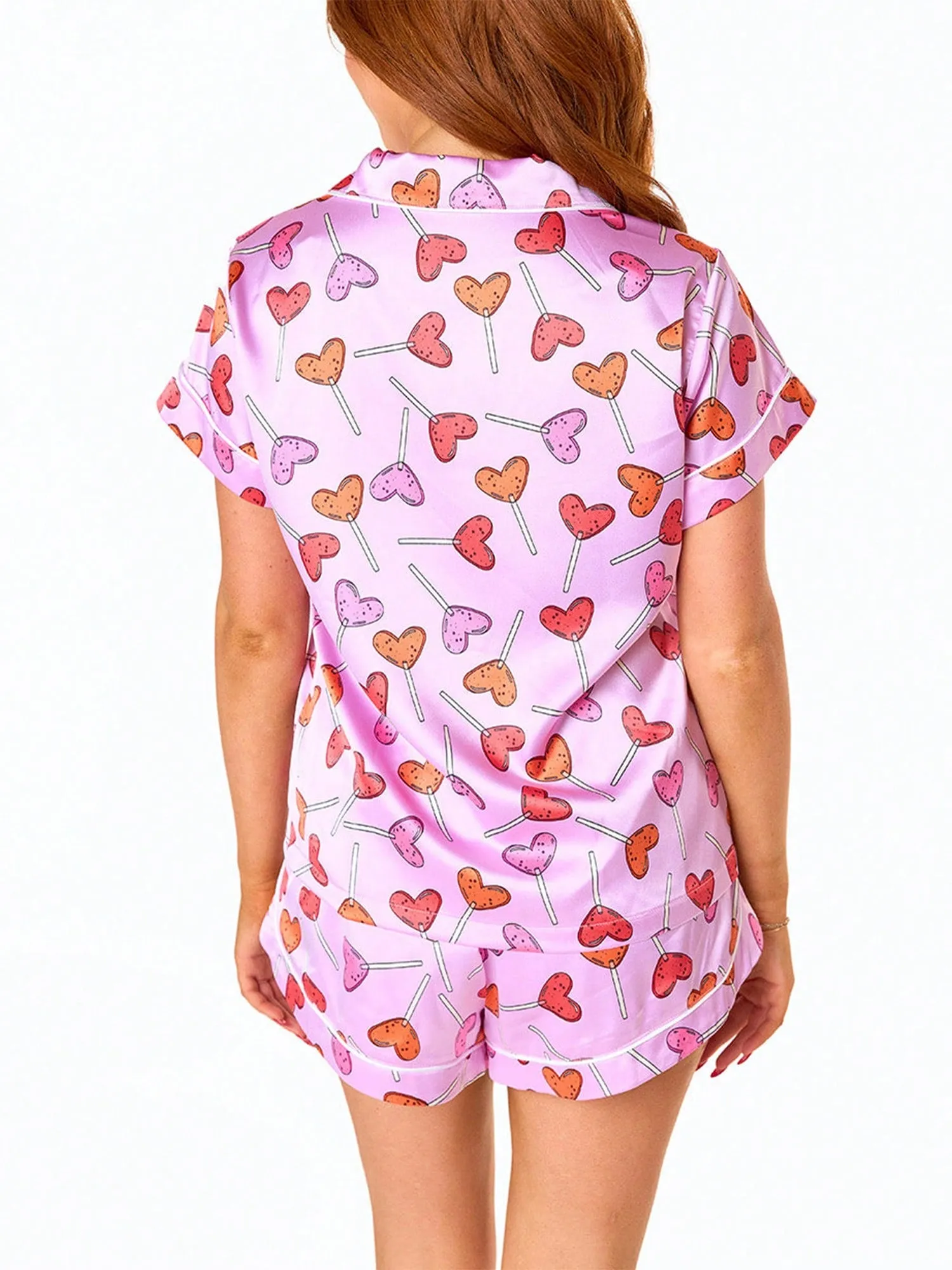Women's Short Sleeve Pajama Set – Button-Down Top & Elastic Waist Shorts, 2-Piece Sleepwear