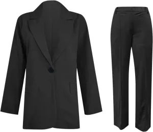 Women's Two Piece Outfits Blazer Jacket and Straight Leg Pants Suits 2024 Spring Fall Business Casual Suit Sets