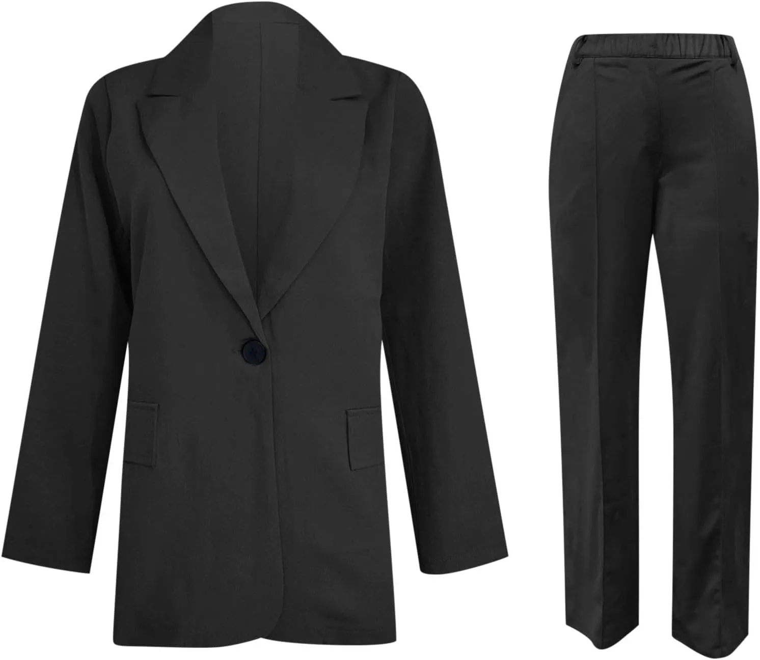 Women's Two Piece Outfits Blazer Jacket and Straight Leg Pants Suits 2024 Spring Fall Business Casual Suit Sets
