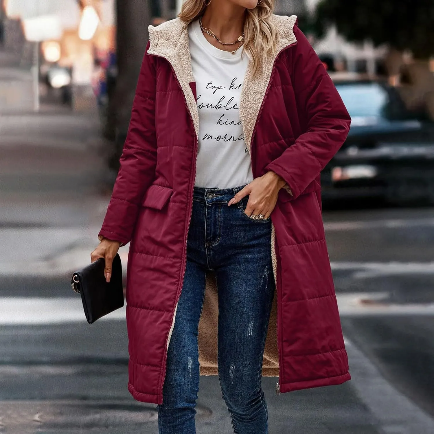 Womens Winter Jacket Jacket Hooded Puffer Jacket Lightweight Winter Coat Hooded Maxi Length Winter Jackets for Women