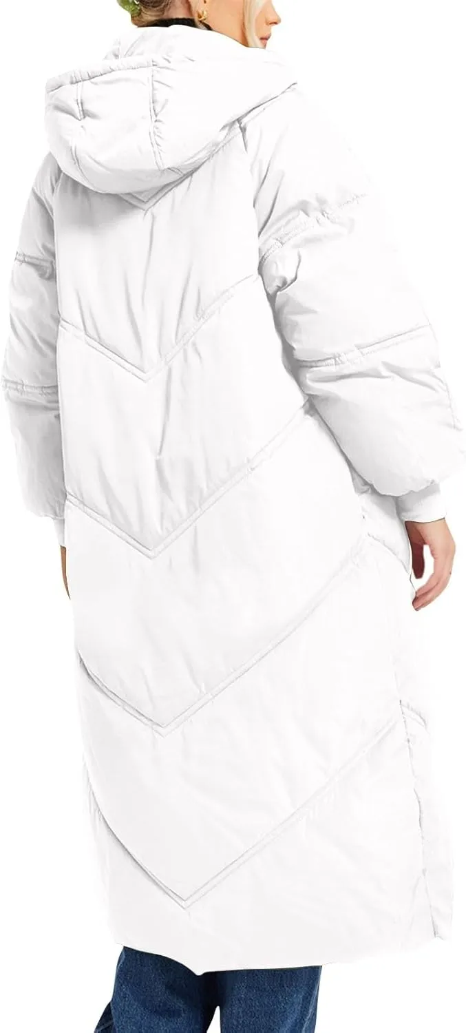 Womens Winter Maxi Coat Long Hooded Puffer Quilted Parka Ladies Full Length Padded Overcoat Winter Longline Jackets